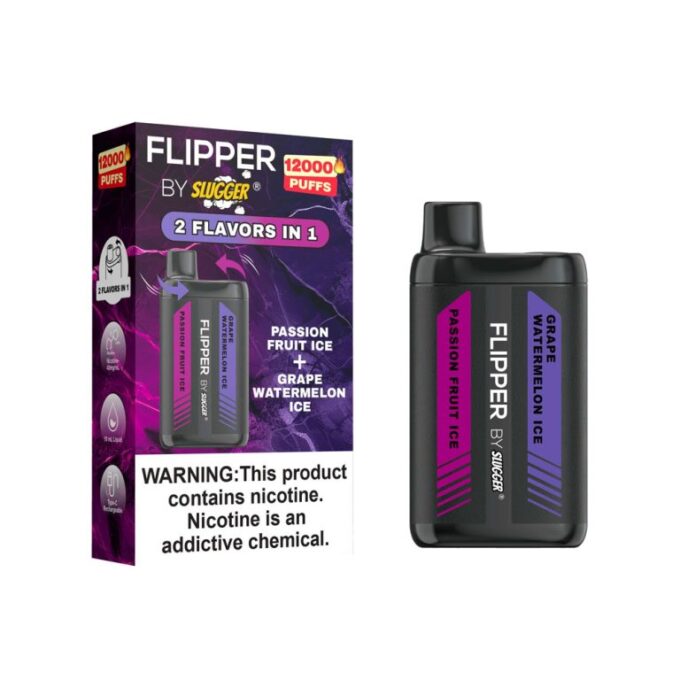 Flipper Disposable Vape – Passion Fruit Ice+Grape Watermelon Ice (40mg) 12000 Puffs