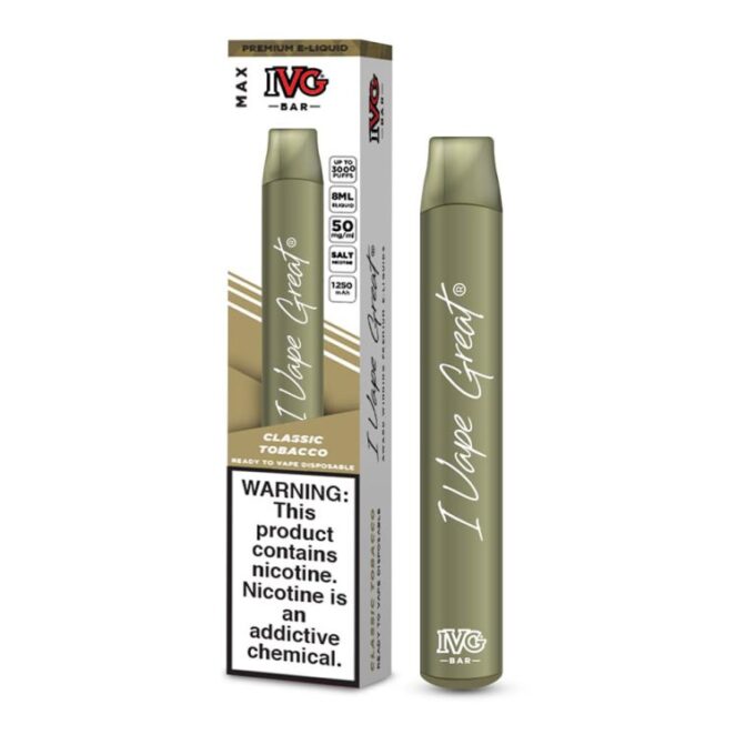 IVG Max Bar Disposable Vape – Classic Tobacco (50 mg) (3000 Puffs)