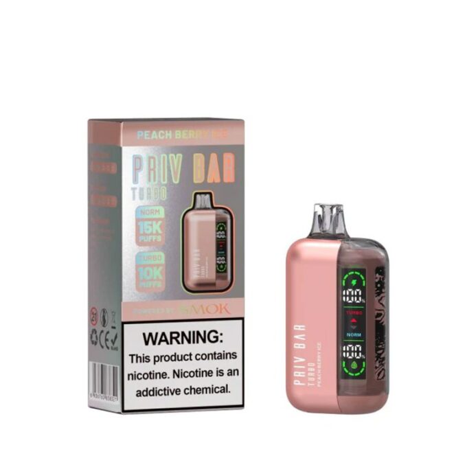 Priv Bar Turbo Disposable Vape – Peach Berry Ice (50mg) 15000 Puffs