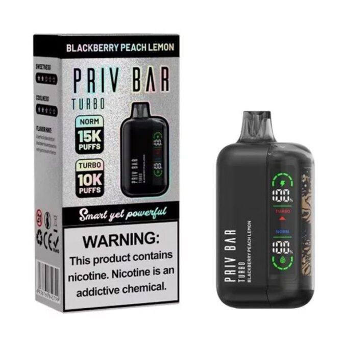 Priv Bar Turbo Disposable Vape – Blackberry Peach Lemon (50mg) 15000 Puffs